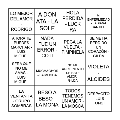 BINGO MUSICAL NAVIDEÑO Bingo Card