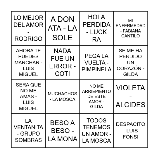 BINGO MUSICAL NAVIDEÑO Bingo Card