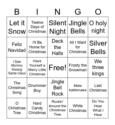 Christmas Music Bingo Card