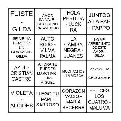 BINGO MUSICAL NAVIDEÑO Bingo Card