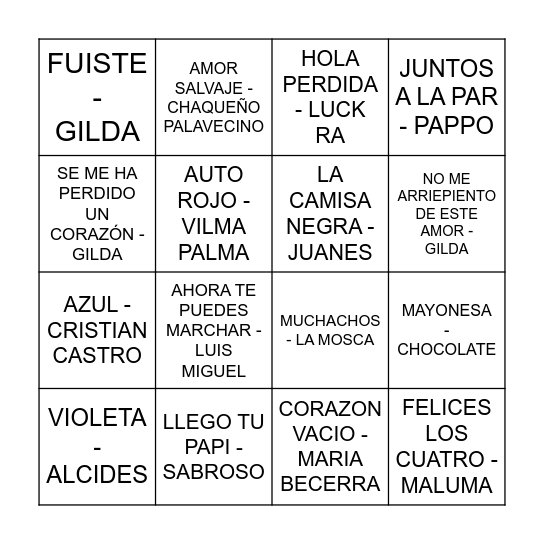 BINGO MUSICAL NAVIDEÑO Bingo Card