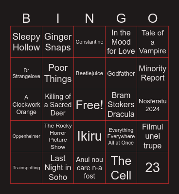 Movie Bingo 2025 Bingo Card