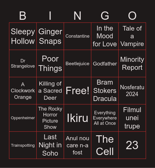 Movie Bingo 2025 Bingo Card