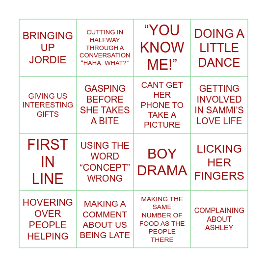XMAS AT GRANDMA SHERMAN’S Bingo Card