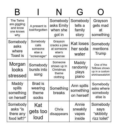 Whitlow Bingo Card