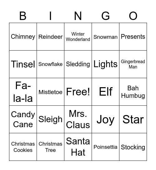 Christmas Bingo Card
