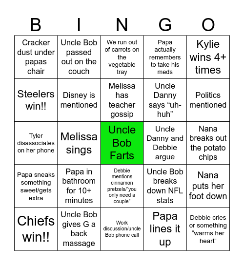 Christmas Day 2024 Bingo Card