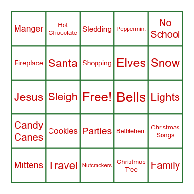 Happy Holidays! Bingo Card