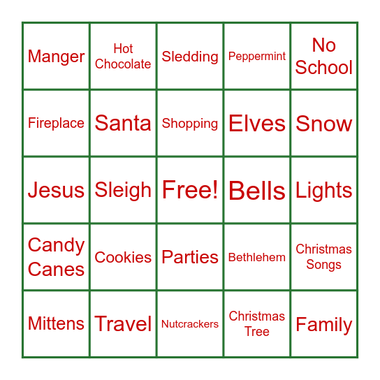 Happy Holidays! Bingo Card