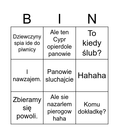 Świąteczne Bingo :) Bingo Card