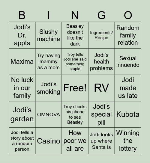 Hoke Bingo Card