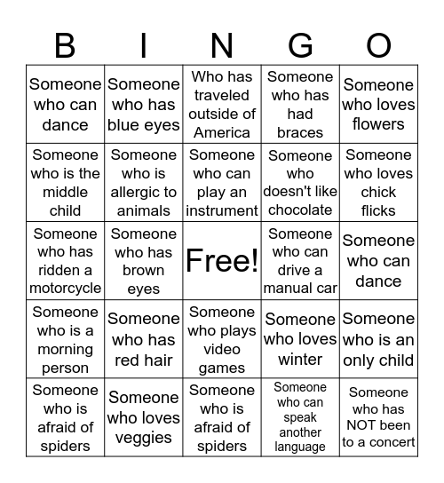 Ice-Breaker Bingo Card