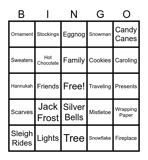 Holiday BINGO Card
