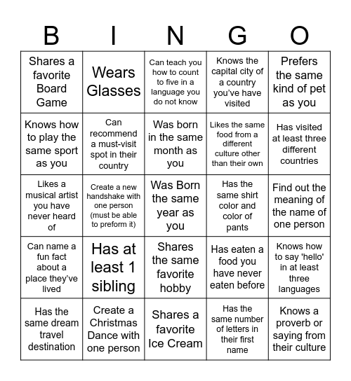 Christmas Bingo Card