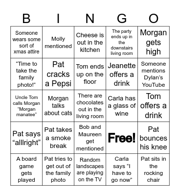 Pat Patsy Xmas 2024 Bingo Card