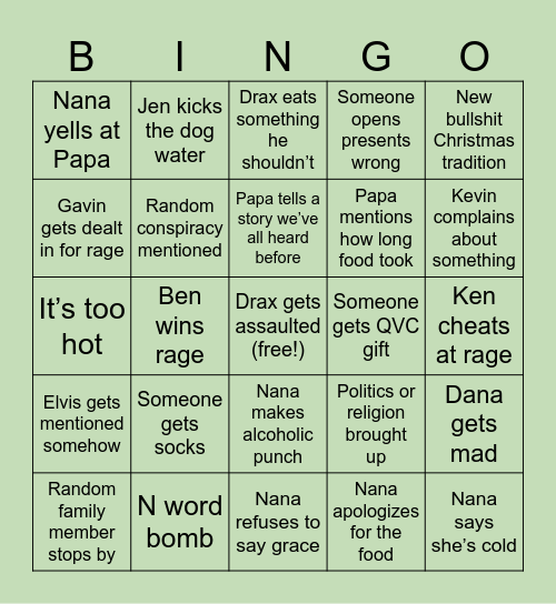 Christmas Bingo Card