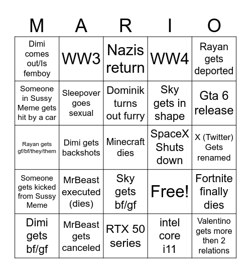 2025 Bingo Card Bingo Card