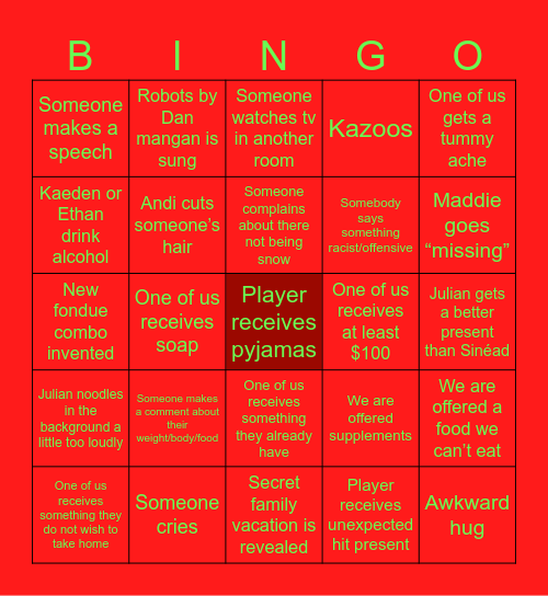 Christmas 2025 Bingo Card