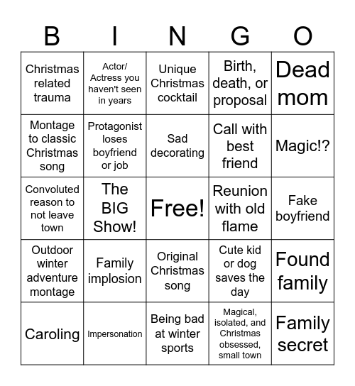 Christmas Movie Bingo 2024 Bingo Card