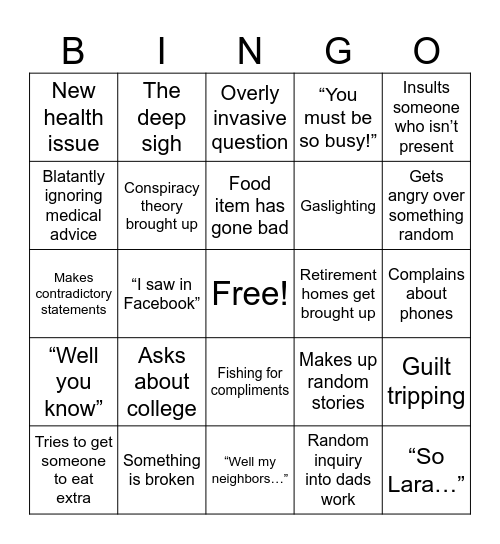GMa Bingo Card