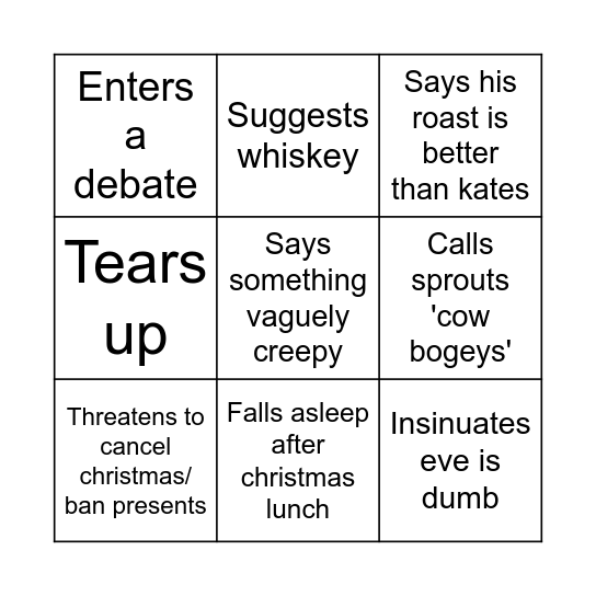 Uncle Daniel Bingo Card