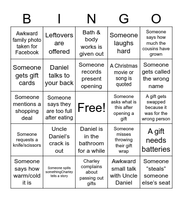 Family Bingo Card