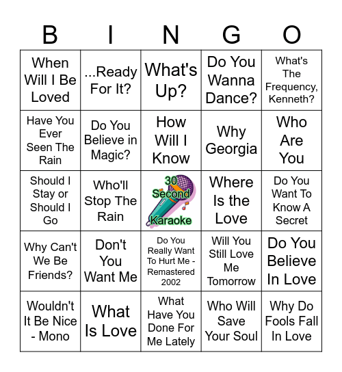 Songs that ask Questions Bingo Card