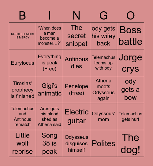 Ithaca saga Bingo Card