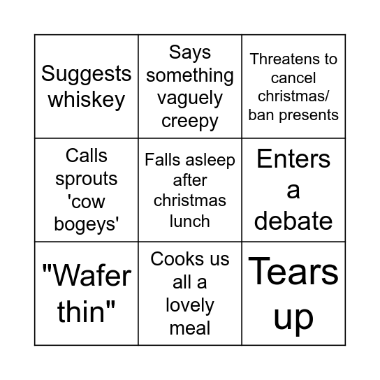 Uncle Daniel Bingo Card