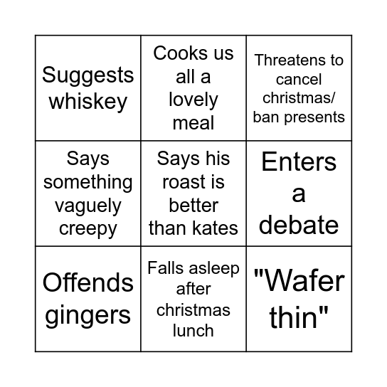 Uncle Daniel Bingo Card