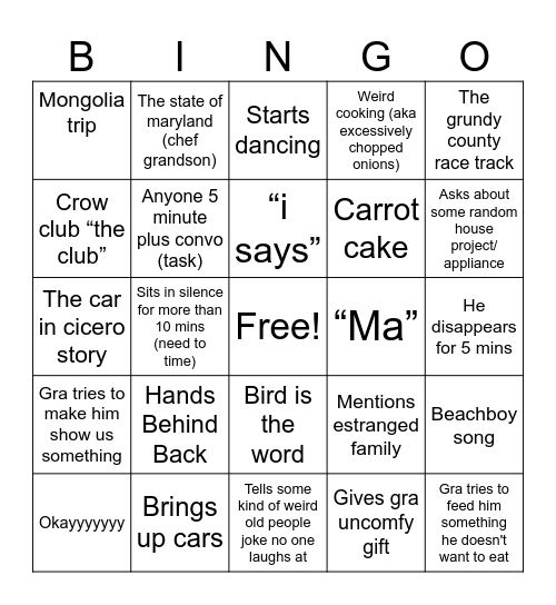 George Bingo Card