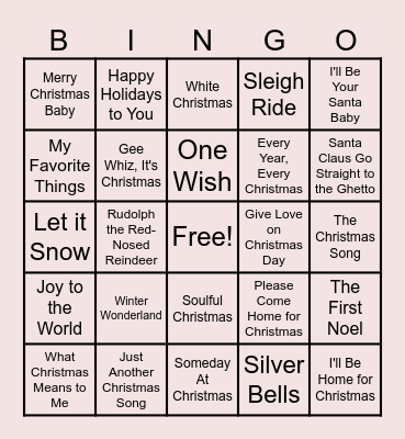 Christmas Sing - O Bingo Card