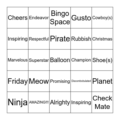 PI Bingo Card