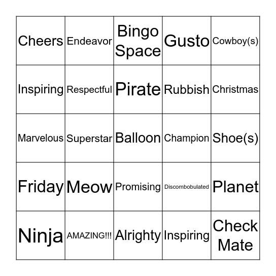 PI Bingo Card