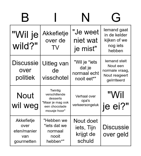 Tweede Kerstdag Bingo Card