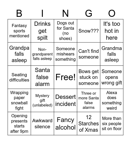 Funk Xmas Eve Bingo! Bingo Card