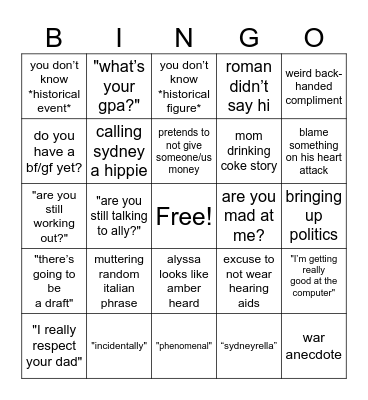 Nuno Bingo Card
