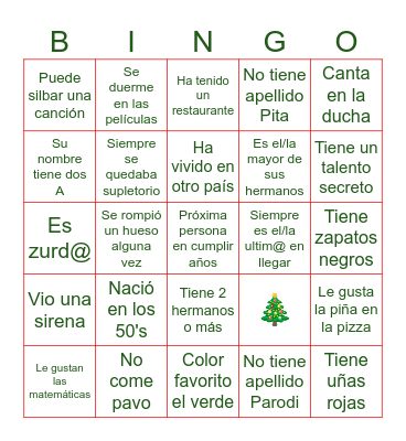 Navidad 2024 Bingo Card
