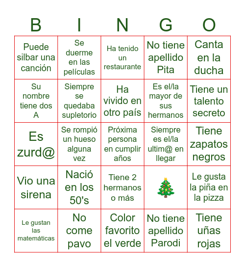 Navidad 2024 Bingo Card