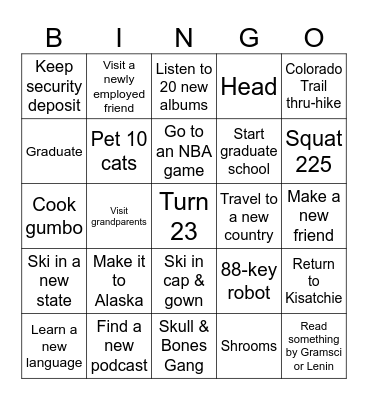 Joseph 2025 Bingo Card