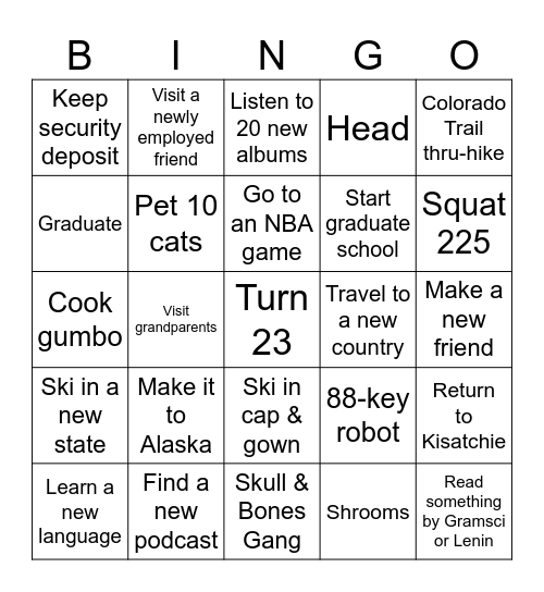 Joseph 2025 Bingo Card