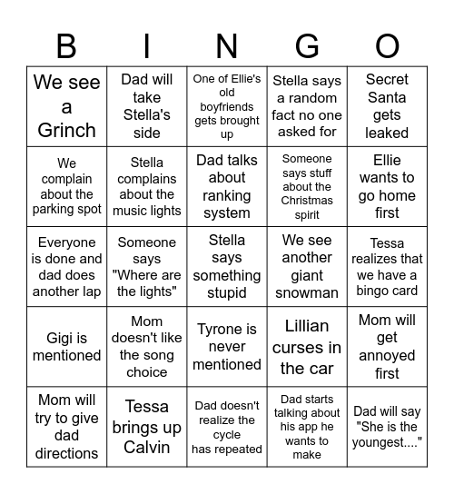 Lillian and Leo Bingo Card