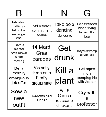 Nic 2025 Bingo Card