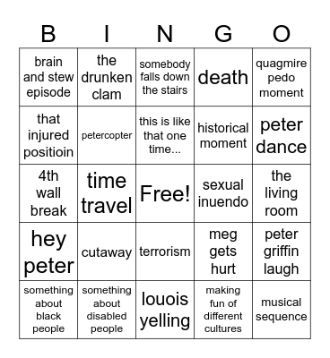 family person Bingo Card