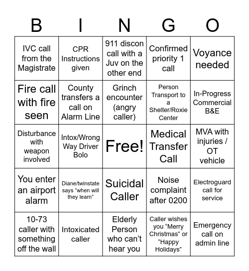 christmas CT bingo Card