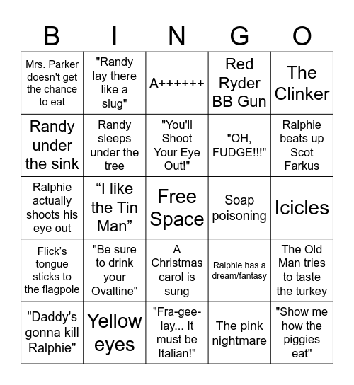 A Christmas Story Bingo Card