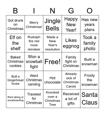Holiday Bingo Card