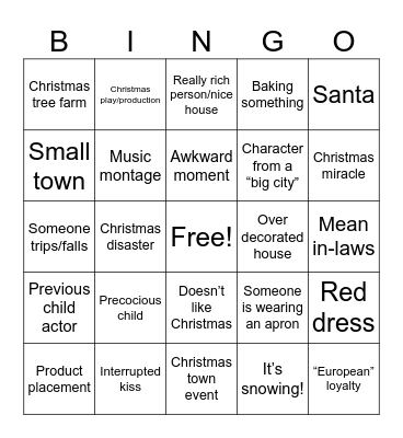 Christmas Movies Bingo Card