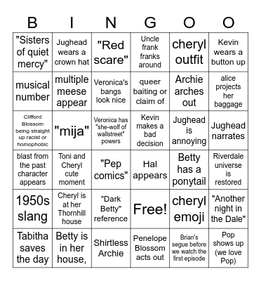 Rivervale Bingoo Bingo Card