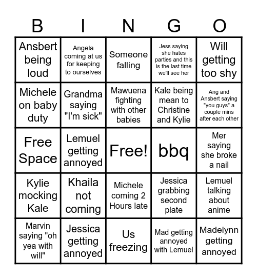 Chri Bingo Card